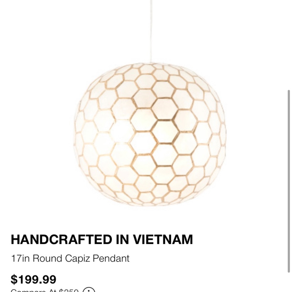 New in Box Gold Globe chandelier